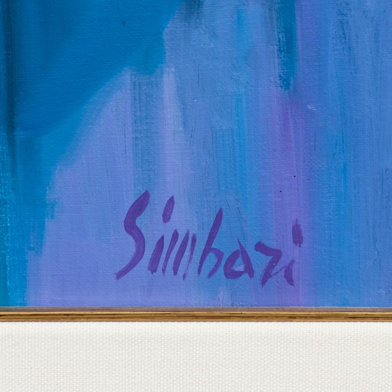 Nicola Simbari | N. SIMBARI OIL ON CANVAS LADY IN PINK SEASCAPE | MutualArt