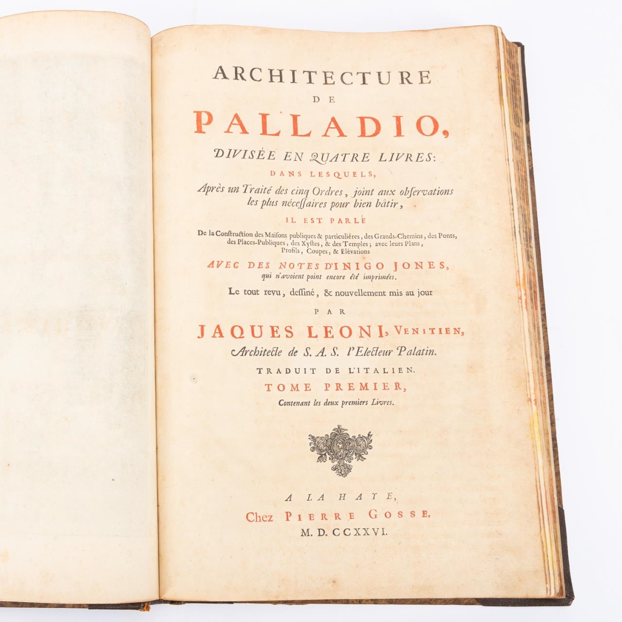 Artwork by Andrea Palladio, A. PALLADIO, 2 VOLS. OF 4 BOOKS OF ARCHITECTURE, Made of leather bound