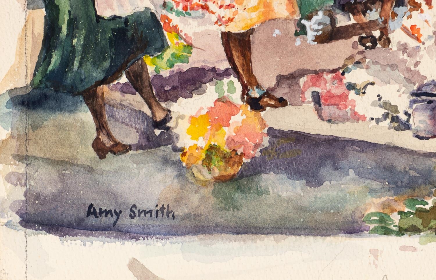 Artwork by Amy Smith, AMY SMITH, CHARLESTON FLOWER VENDORS, WATERCOLOR, Made of watercolor on paper