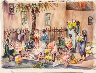 AMY SMITH, CHARLESTON FLOWER VENDORS, WATERCOLOR - Amy Smith