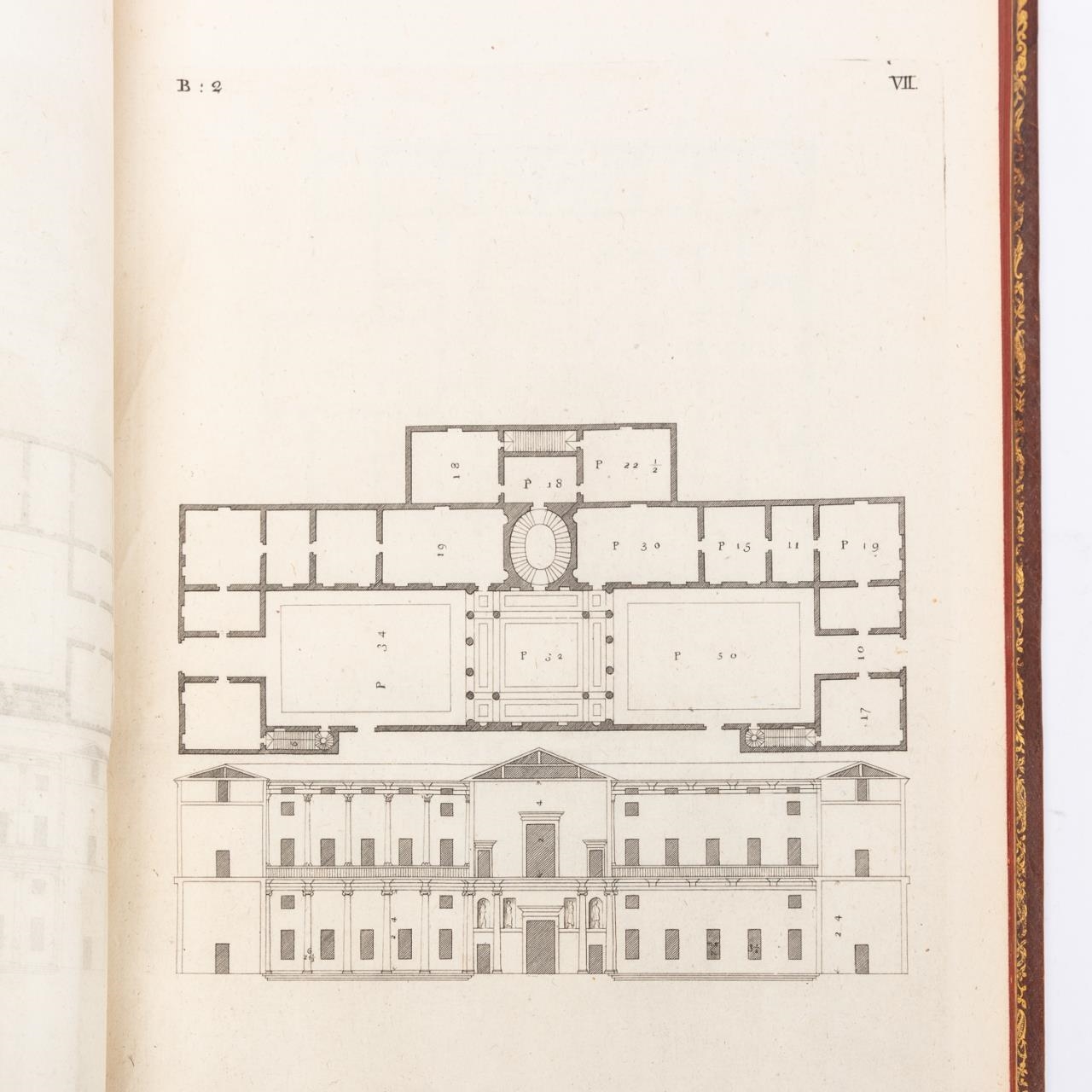 Artwork by Andrea Palladio, A. PALLADIO, 2 VOLS. OF 4 BOOKS OF ARCHITECTURE, Made of leather bound