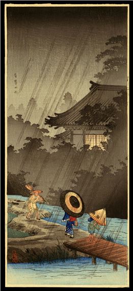 Shotei Hiroaki - Shower at Terashima by Takahashi Shōtei, 1930