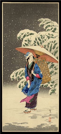 Shotei Hiroaki - Spring Snow by Takahashi Shōtei, 1930