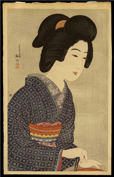 Shotei Hiroaki - Girl by Brazier