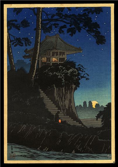 Shotei Hiroaki - Moonrise at Tokumochi by Takahashi Shōtei, 1930