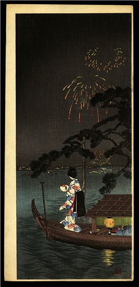 Shotei Hiroaki - Fireworks, Shubinomatsu by Takahashi Shtei, 1930