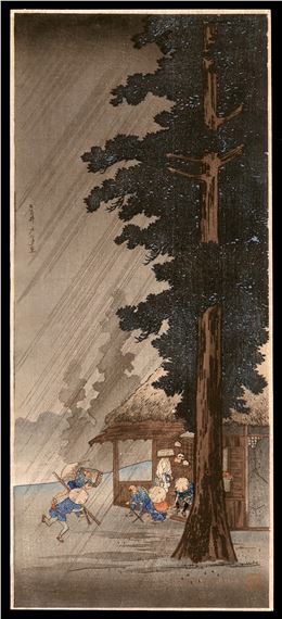 Shotei Hiroaki - Shower at Takaido by Takahashi Shōtei, 1930