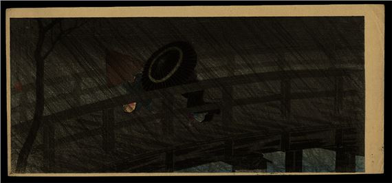 Shotei Hiroaki - Night Shower at Izumi Bridge by Takahashi Shōtei, 1930