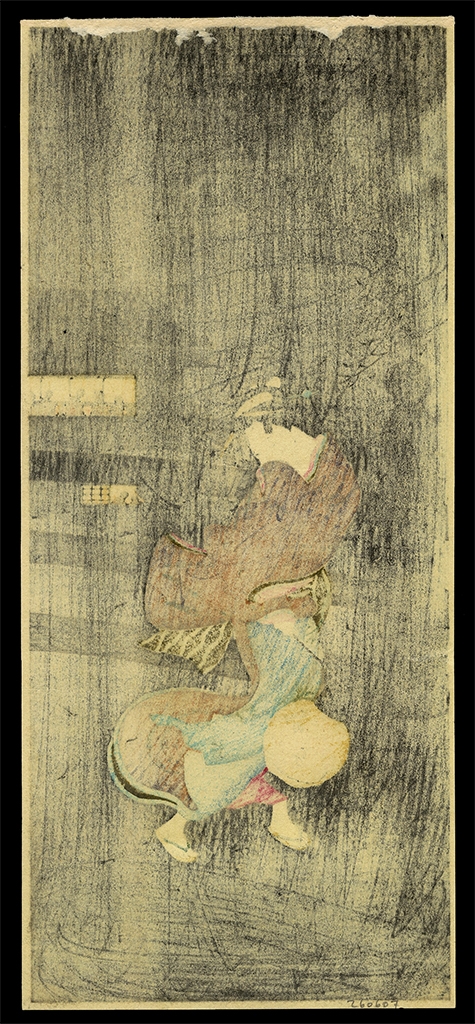 Artwork by Takahashi Shōtei, Shotei Hiroaki - Cold Winter Wind, Made of woodblock