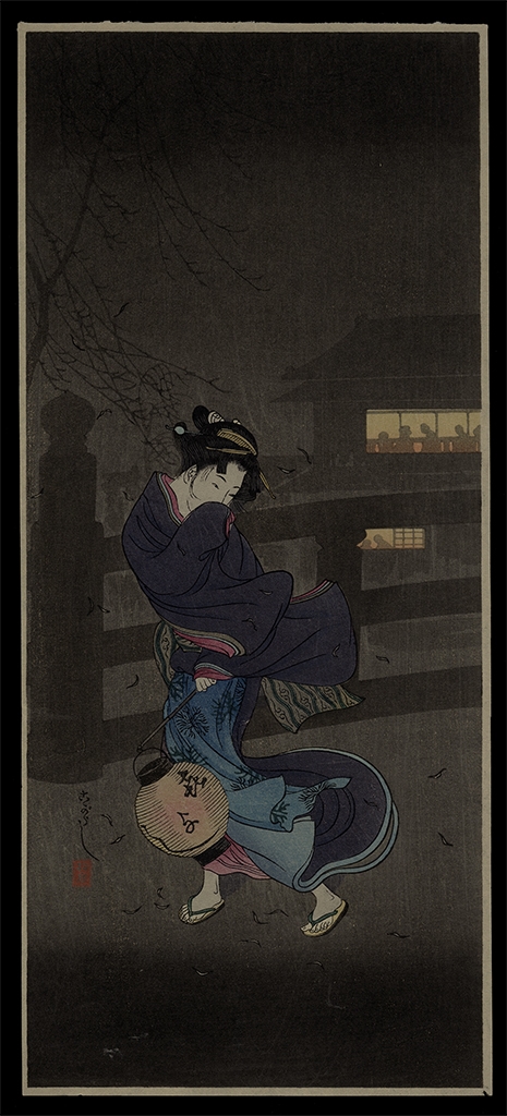 Artwork by Takahashi Shōtei, Shotei Hiroaki - Cold Winter Wind, Made of woodblock