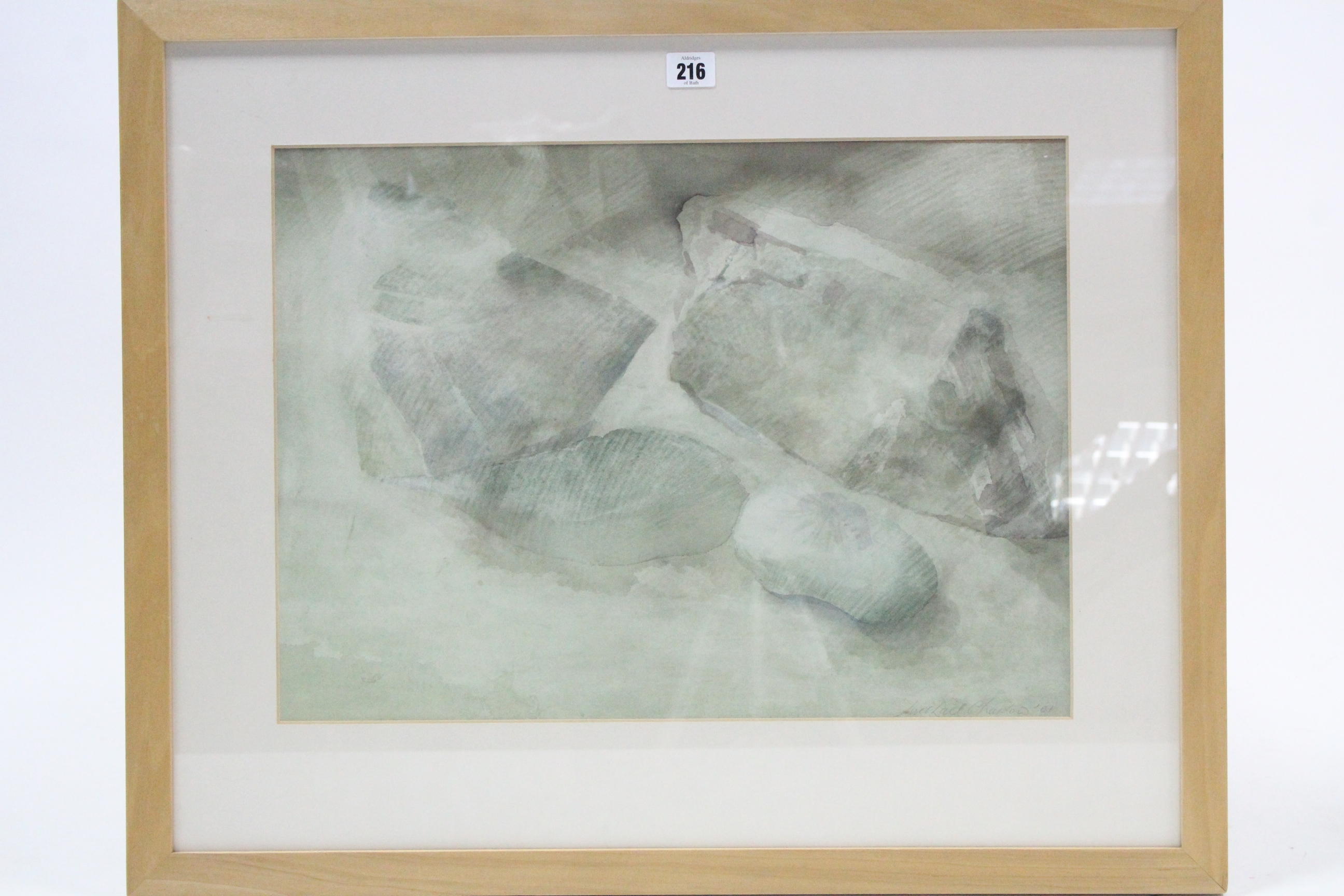 Artwork by Michael Chaitow, A watercolour painting by Michael Chaitow titled to reverse “Study of Stones”, Made of watercolour painting