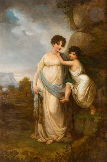 Portrait of WILHEMINE BIRON DUCHESS OF SAGAN AND HER DAUGHTER - Grassi