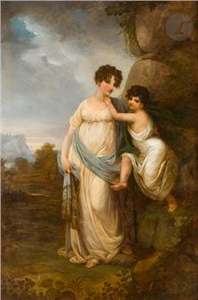 Portrait of WILHEMINE BIRON DUCHESS OF SAGAN AND HER DAUGHTER - Grassi