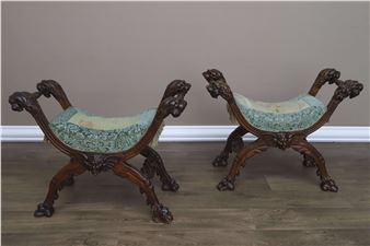 Paire de tabourets curules - Victor Aimone