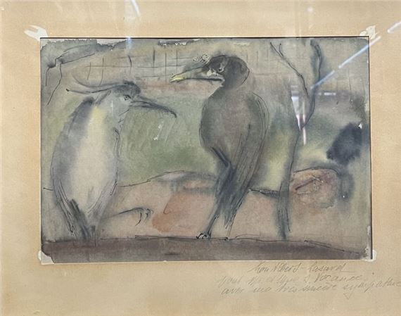 Lou Albert-Lasard | Lot of two drawings : The birds Watercolor and ...