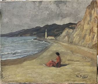 Woman sitting on the beach Oil on canvas - Ida Garland
