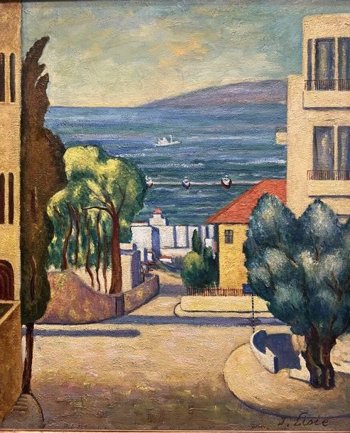 Artwork by Isaac Lisie, Lot of four paintings: Street in Haifa Oil on plywood, Made of oil on canvas