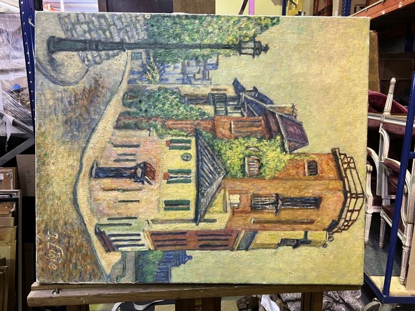 Artwork by Isaac Lisie, Lot of four paintings: Street in Haifa Oil on plywood, Made of oil on canvas