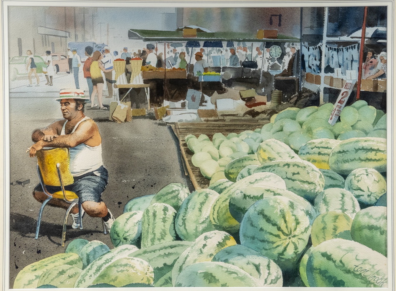 Artwork by Tom Hook, The Watermelon Seller, Made of watercolor on paper