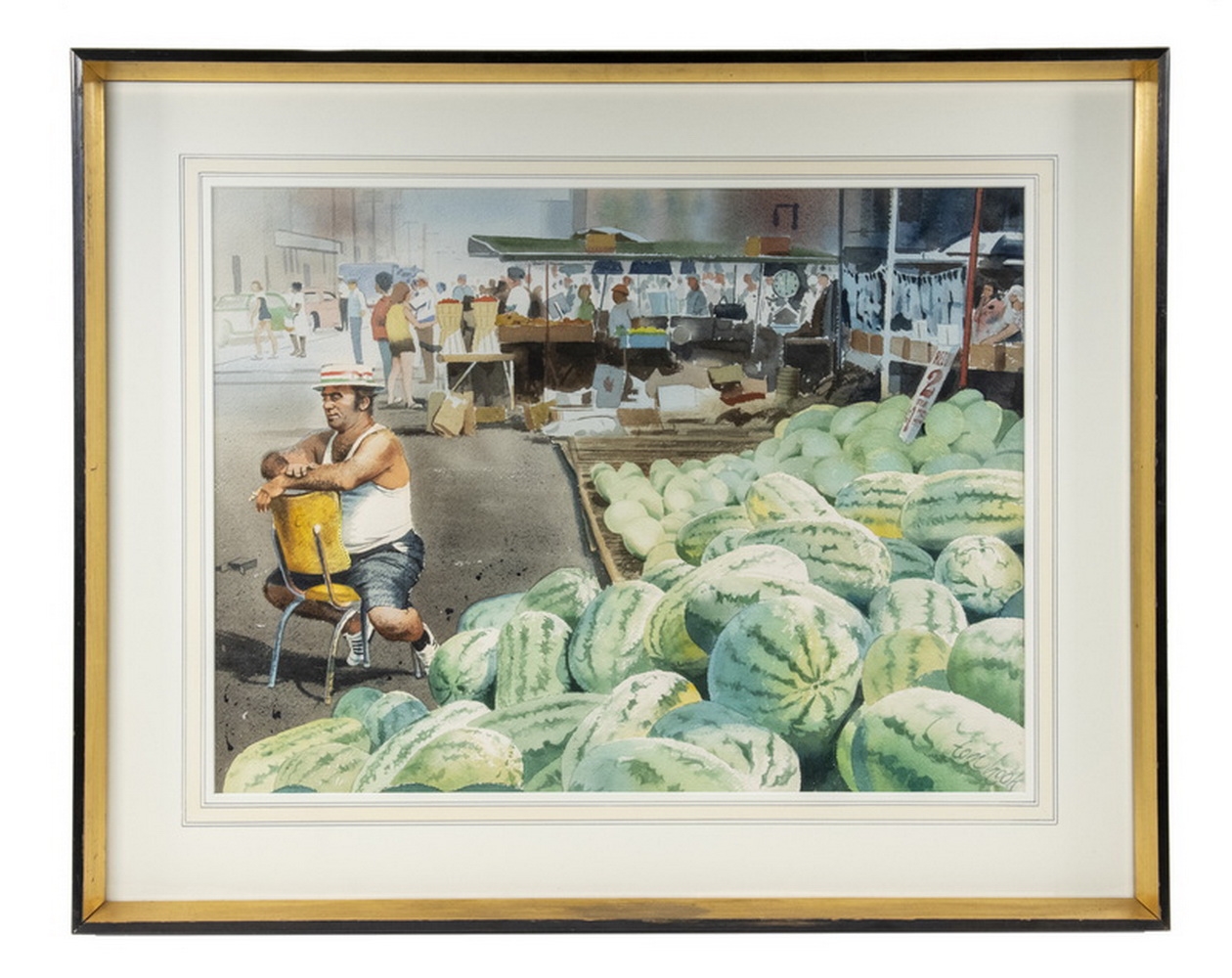 Artwork by Tom Hook, The Watermelon Seller, Made of watercolor on paper