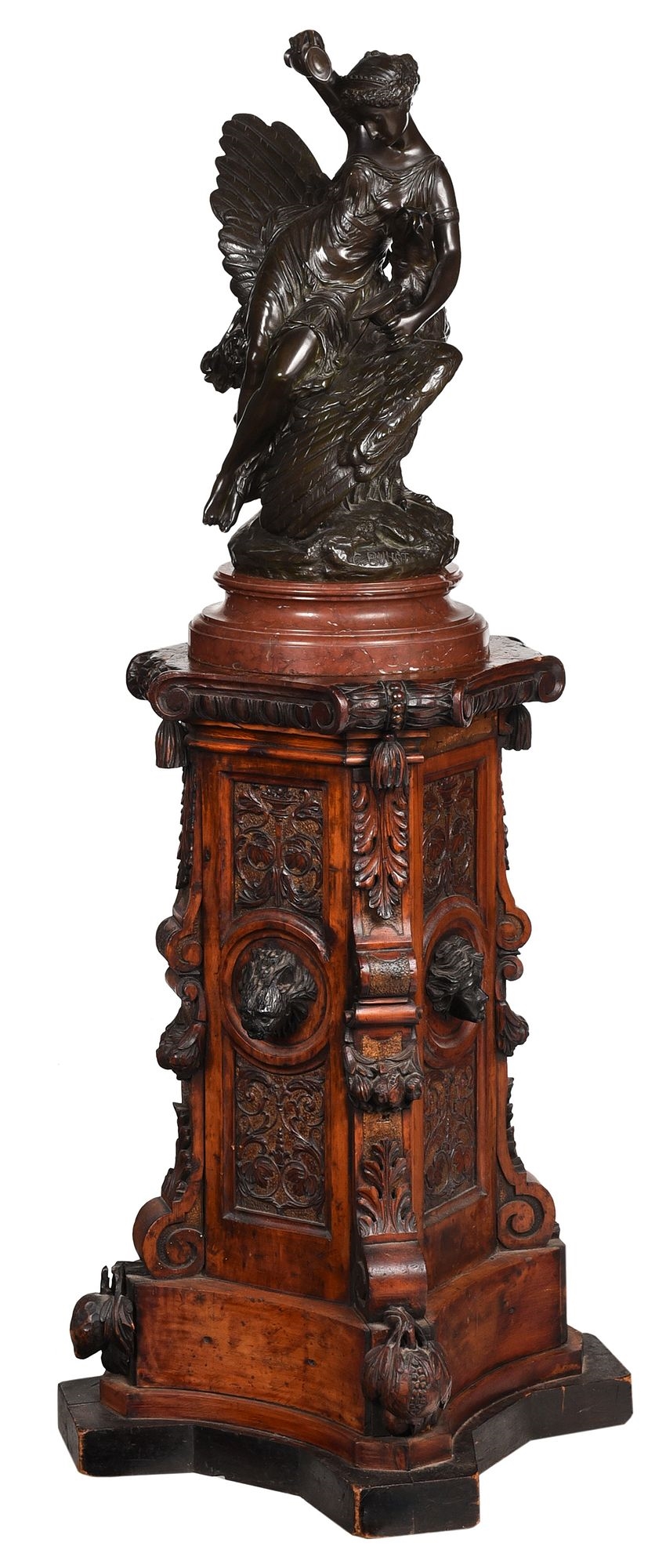 Artwork by Louis Charles Hippolyte Buhot, signed on naturalistic base "C, Made of patinated bronze