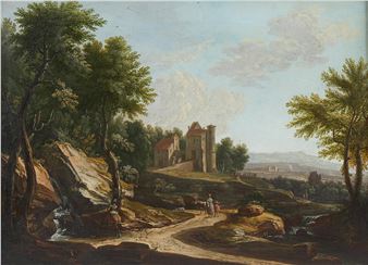 Landschaft mit Wanderern - Josef Anton Zoller