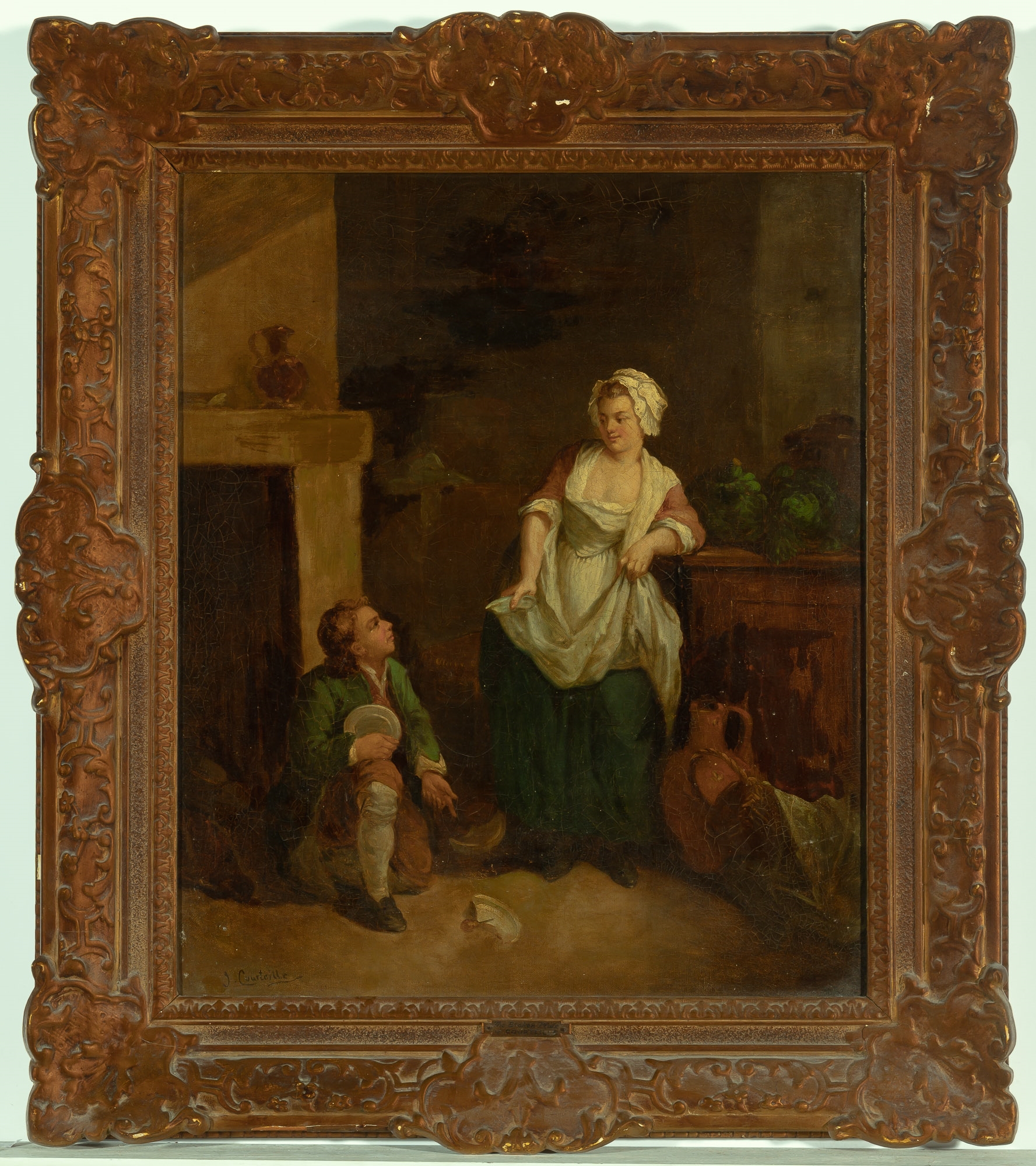 Artwork by J. Courteille, The Broken Dish, Made of Oil on canvas
