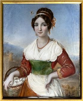 Portrait einer schönen Römerin mit rotem Kleid - Bianca Festa