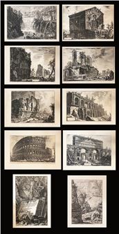 10 Radierungen: "Veduta della Cascata di - Giovanni Battista Piranesi