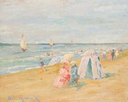 Albert Rigaux | Scène de plage animée | MutualArt