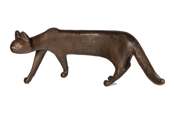 Artwork by Gerhard Marcks, Laufende Katze, Made of Bronze with brown patina