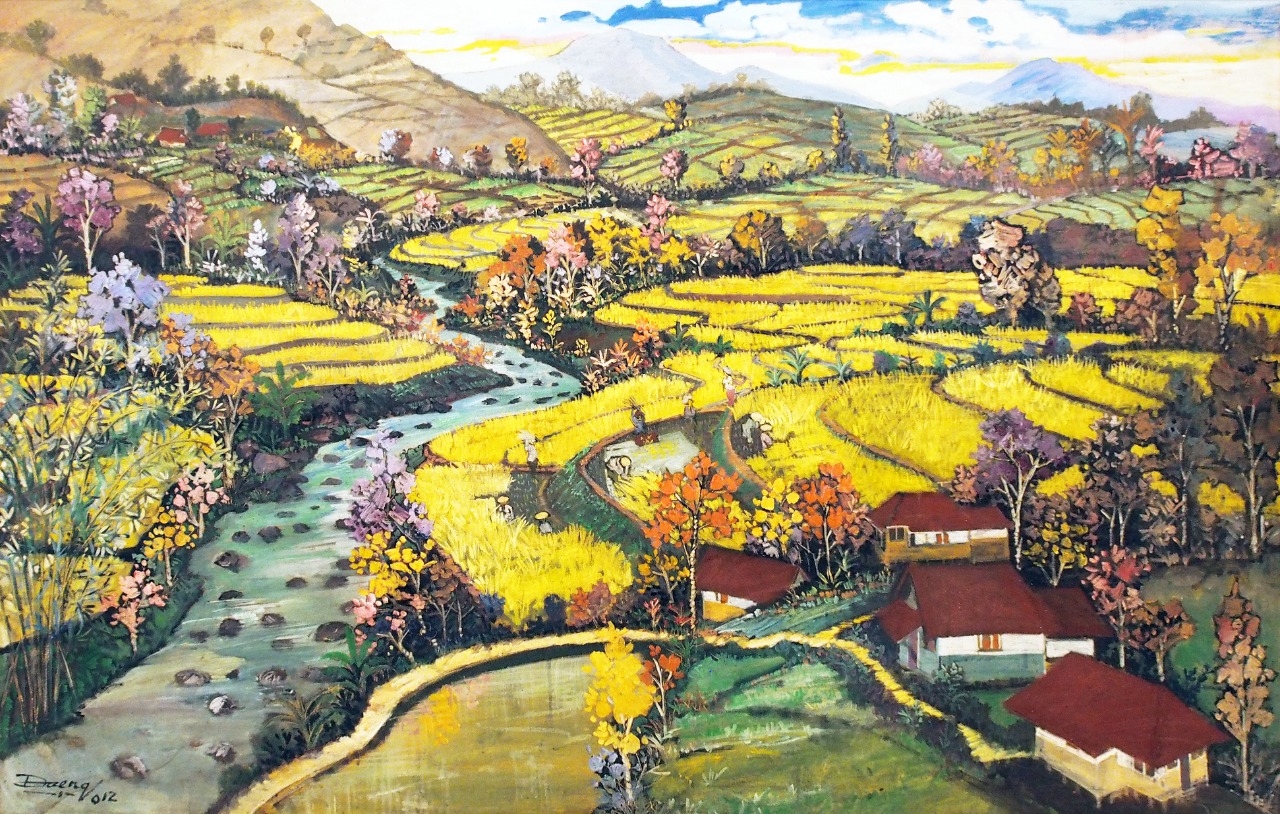 Artwork by M. Daeng, - Alam Di Desa, Made of acrylics on canvas, 2012