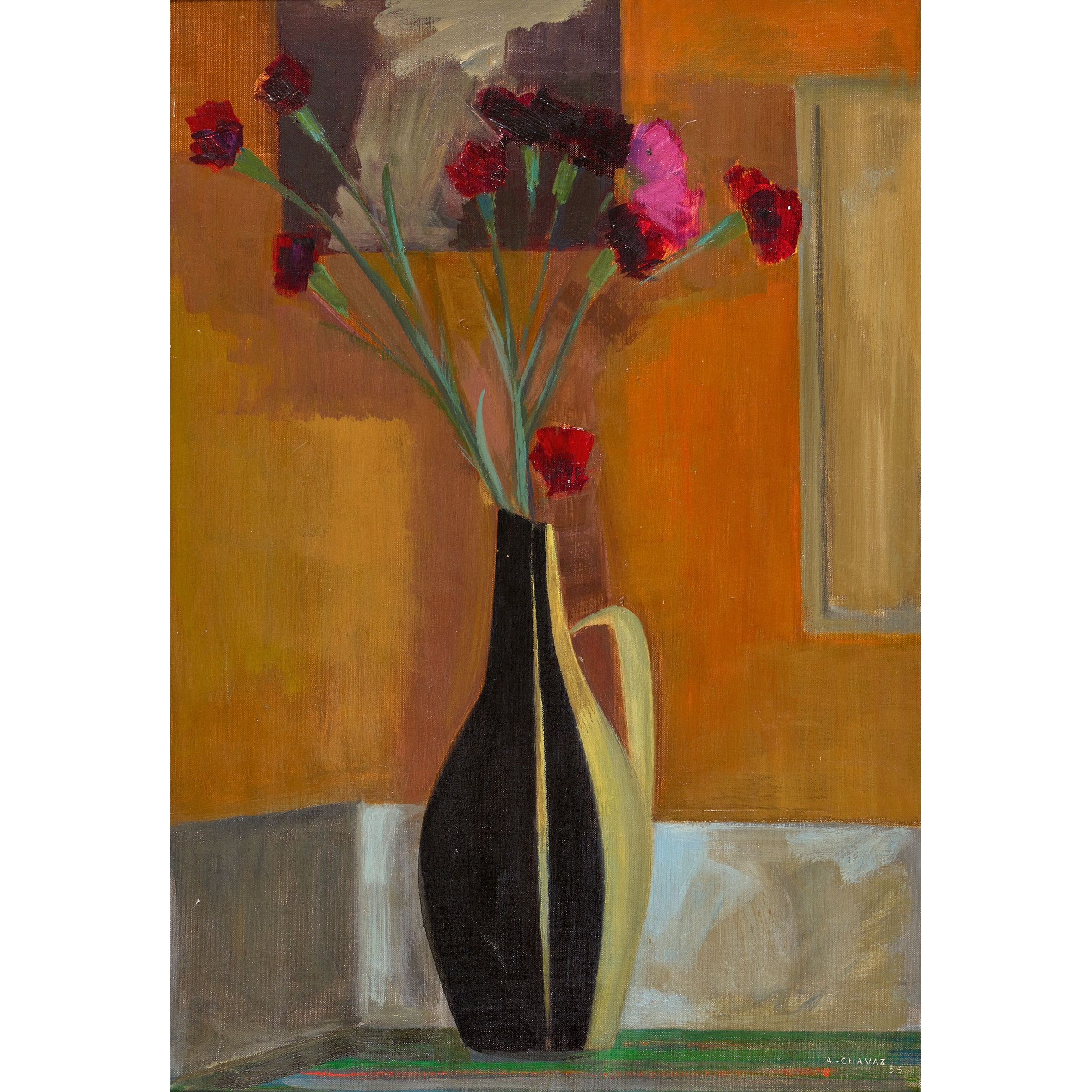 Artwork by Albert Chavaz, Vieux oeillets, Made of oil on canvas