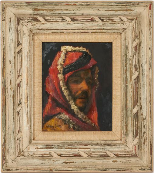 Charles Bragg Charles Bragg O/C Painting, Orientalist Portrait of a