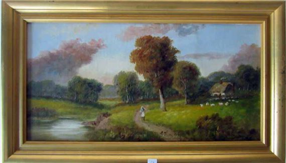 G. Thompson | Cottage with sheep | MutualArt