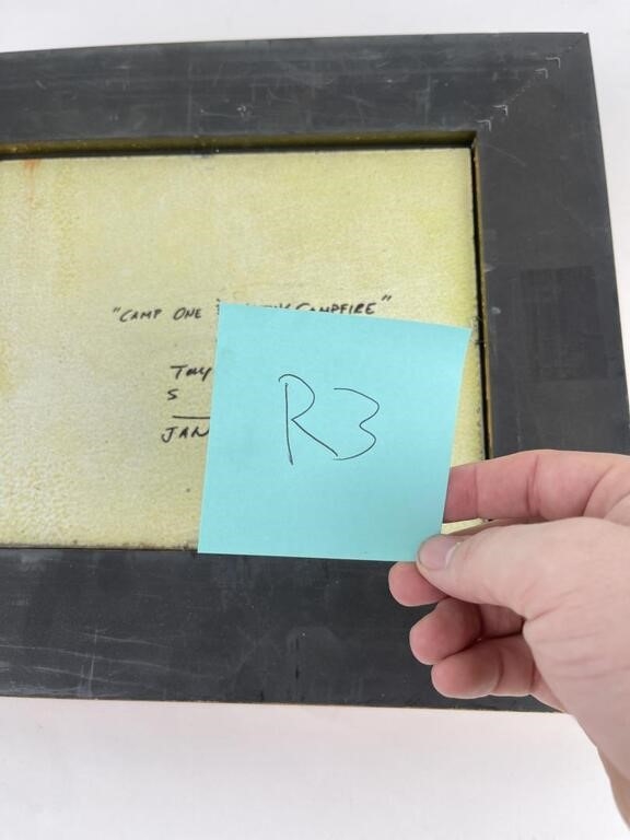 Artwork by Taylor Lynde, Taylor Lynde Oil on Board Waiting Campfire, Made of Oil on Board