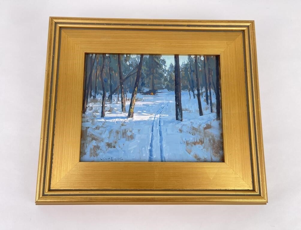 Artwork by Taylor Lynde, Taylor Lynde Oil on Board Waiting Campfire, Made of Oil on Board