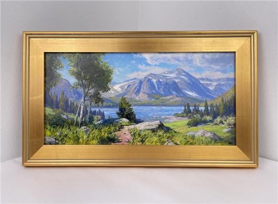 Taylor Lynde Oil on Board Painting Dropping In