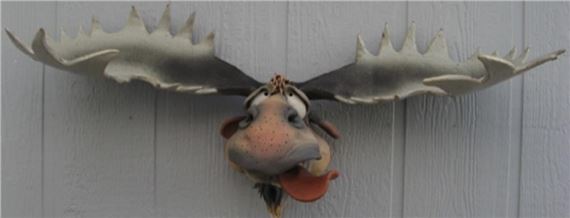 Douglas Fey Pottery Bird Gargler House Moose - Douglas Fey
