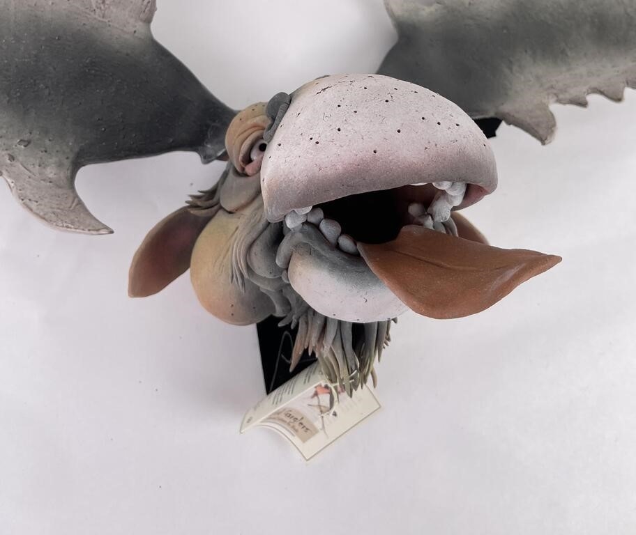 Artwork by Douglas Fey, Douglas Fey Pottery Bird Gargler House Moose, Made of earthenware