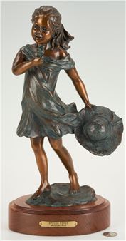 Rosalind Cook Bronze Sculpture, Girl w/ Flowers or Spring Fever - Rosalind Cook