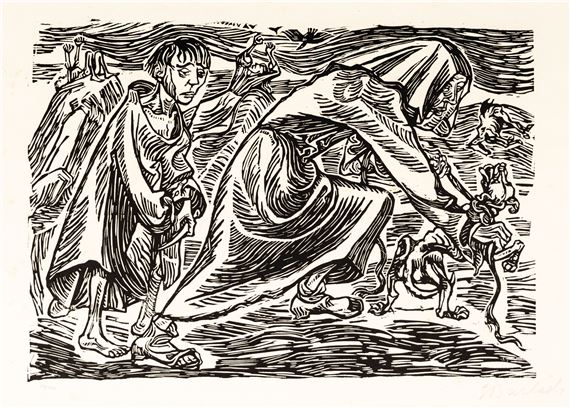 Hundefängerin by Ernst Barlach, 1919