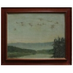 Artwork by Tadeusz Filipiak, Przelot gęsi, Made of olej, płótno