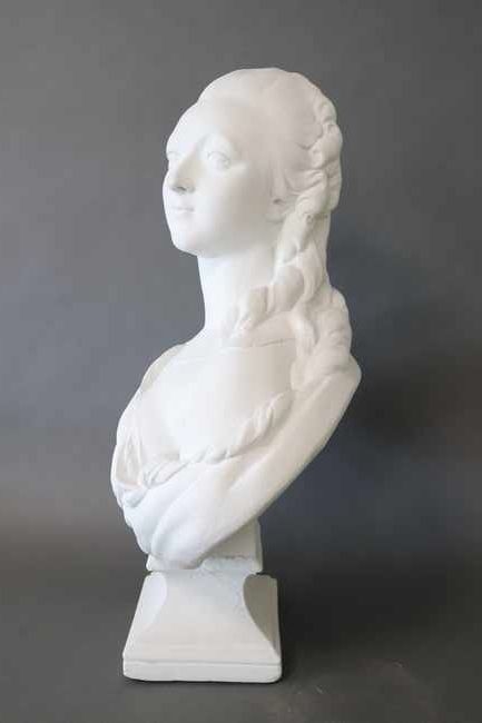 Grand Buste De Marie-Antoinette En Plâtre Renforcé - Hauteur 54 Cm, Couleur Blanche, Décoration Historique