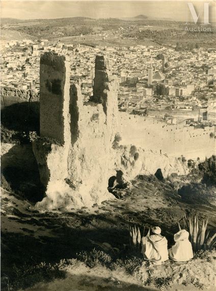 Maroc, Place Nejjarine et sa fontaine en plein cœur de la Médina Fès El Jedid, c. 1950 by Bernard Rouget