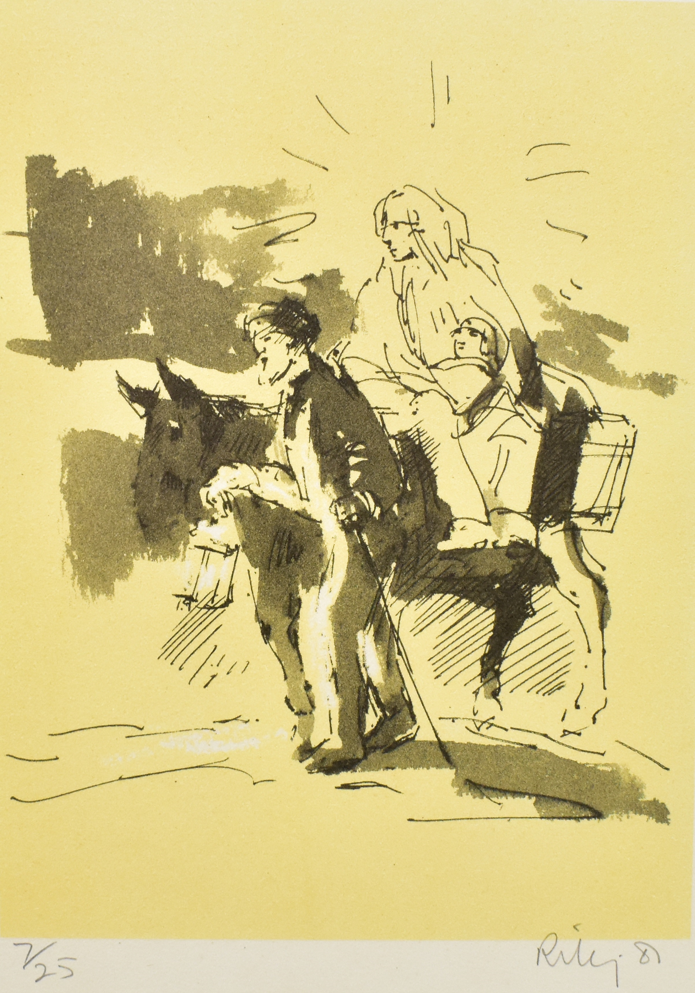 Harold Riley | Mary with Jesus on a donkey | MutualArt