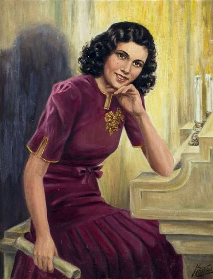 Kent Cottrell | Portrait of Woman in Red Dress | MutualArt