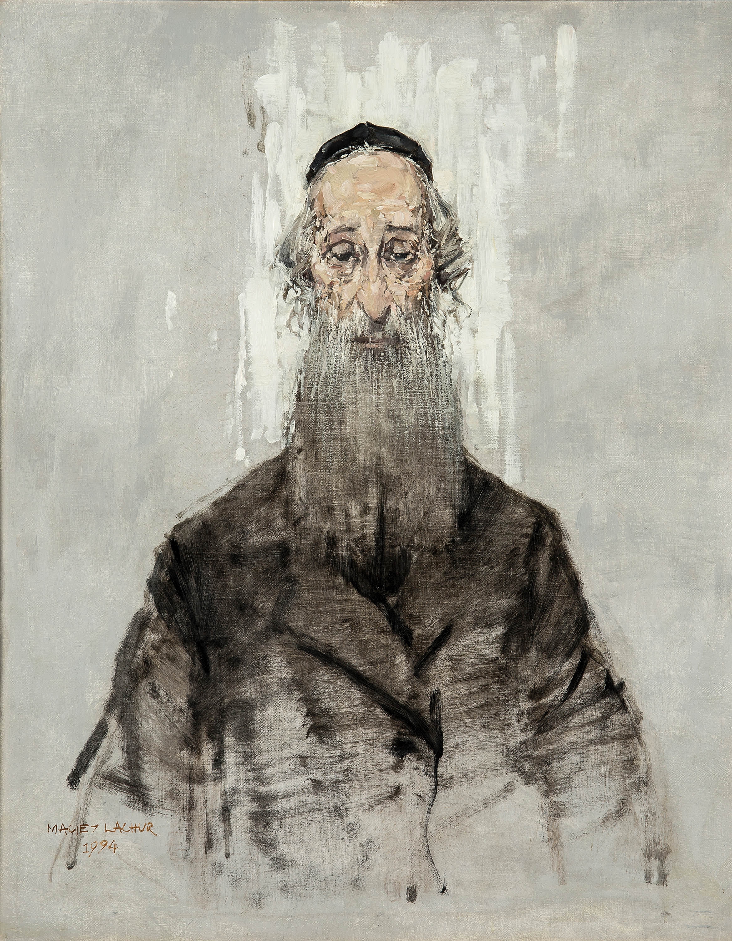 Artwork by Maciej Lachur, Rabin z Cyklu Getto, Made of olej, płótno