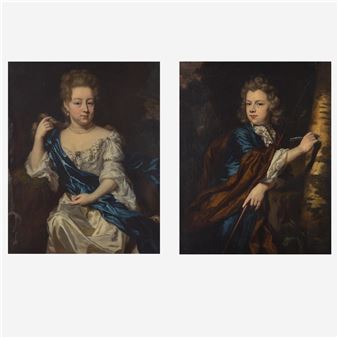 Portrait of a Gentleman, Bust-Length; together with Portrait of a Lady with Blue Sash, Bust-Length - Johannes van der Stock