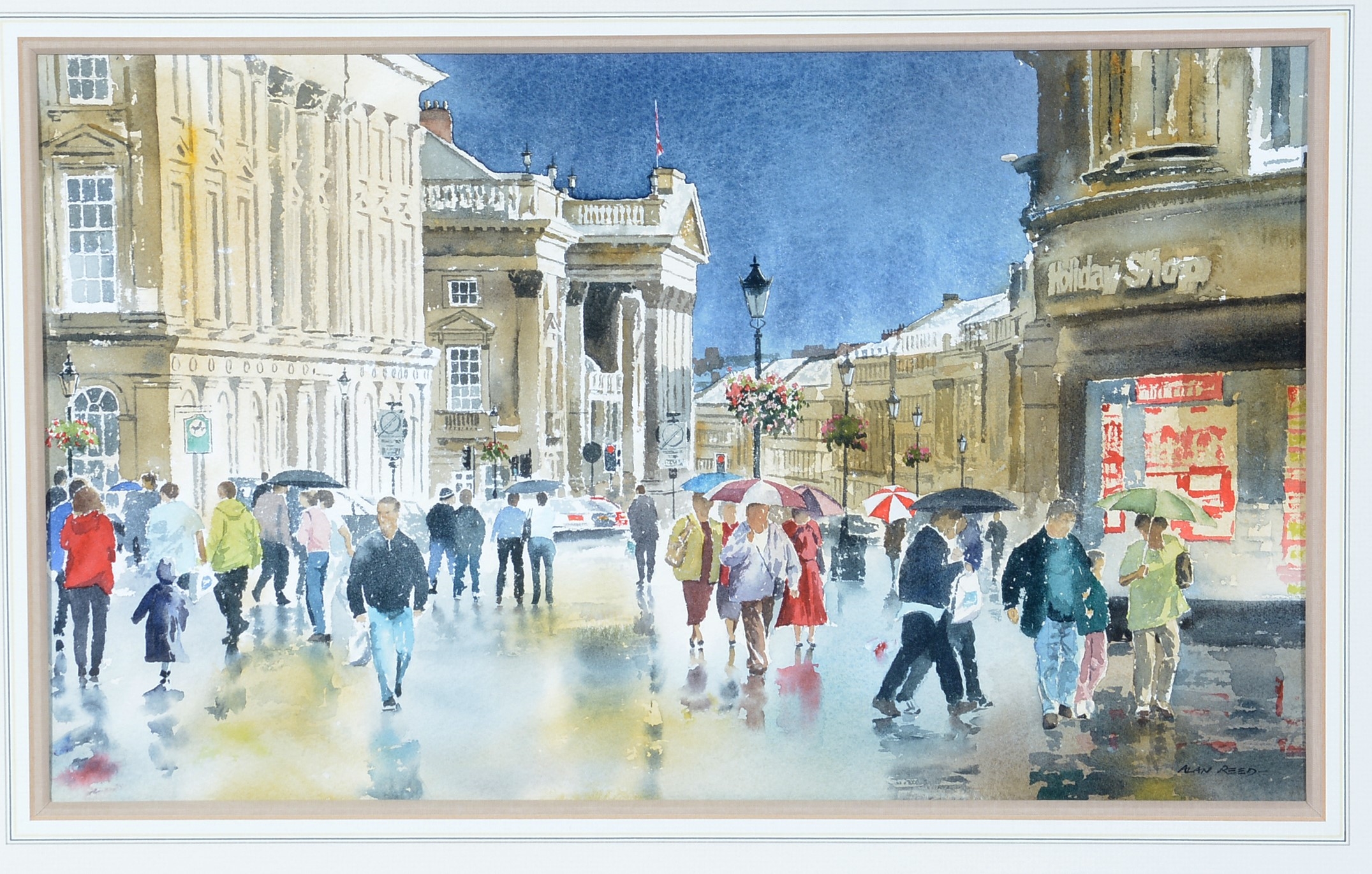 Alan Reed | Rain Showers on Grey Street Newcastle-Upon-Tyne | MutualArt